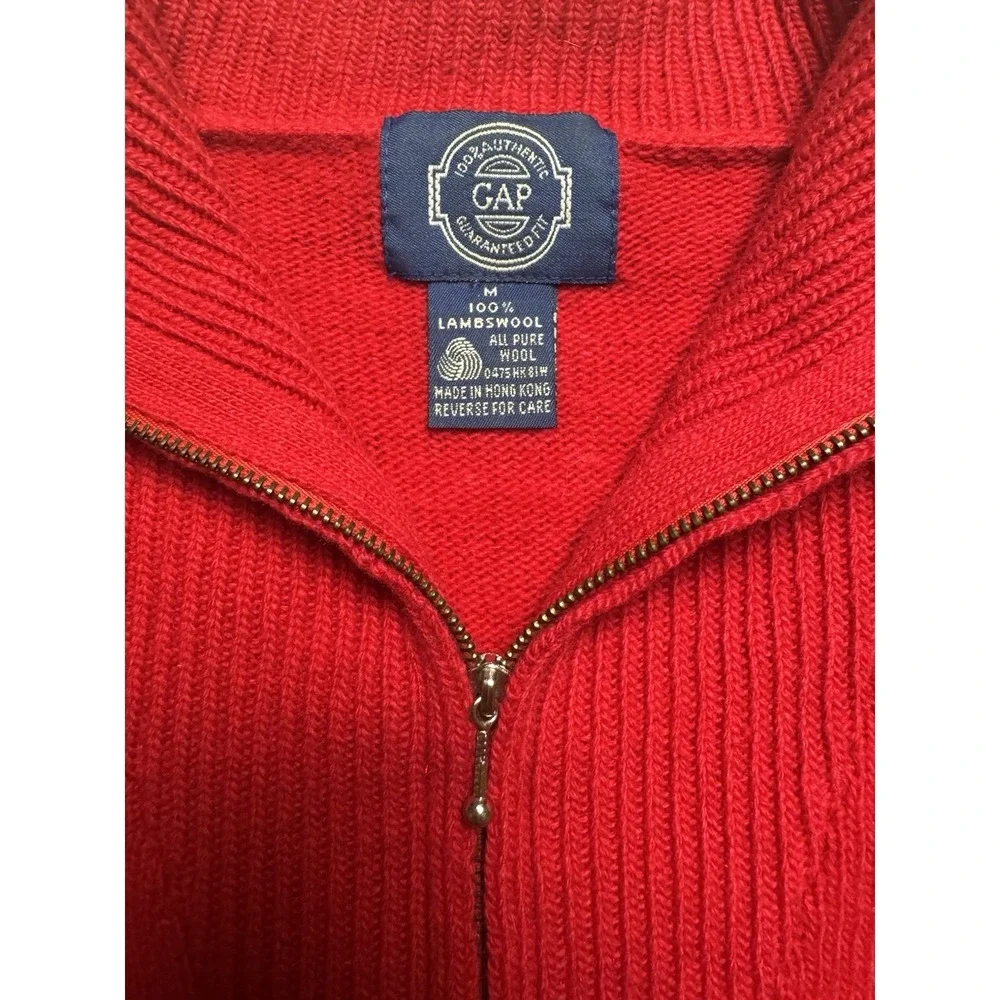 Vintage Gap 1/4 Zip Sweater Ribbed Lambswool Size Medium Early 90s